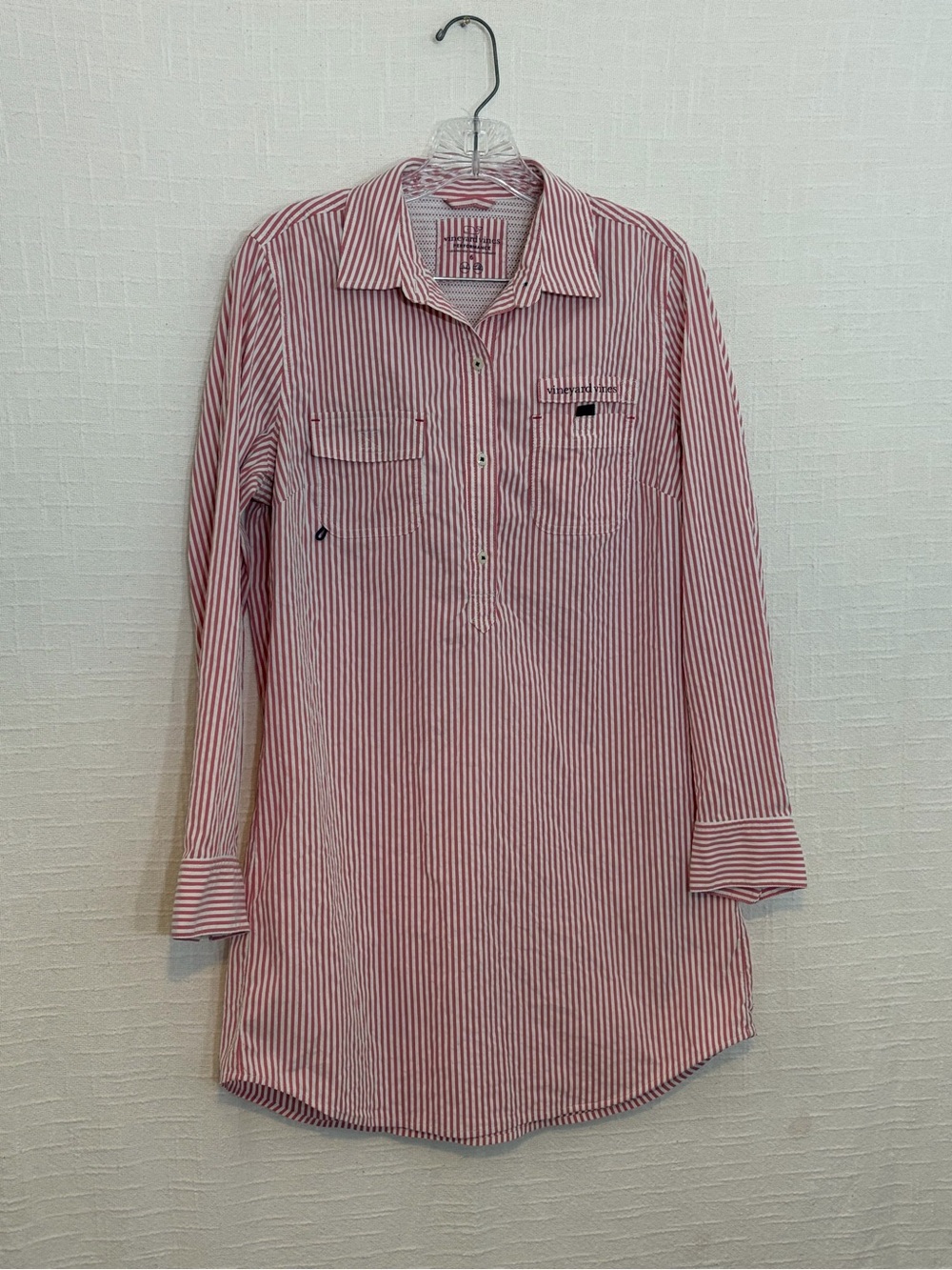 Vineyard Vines Red & White Striped Button-Front Casual Shirt